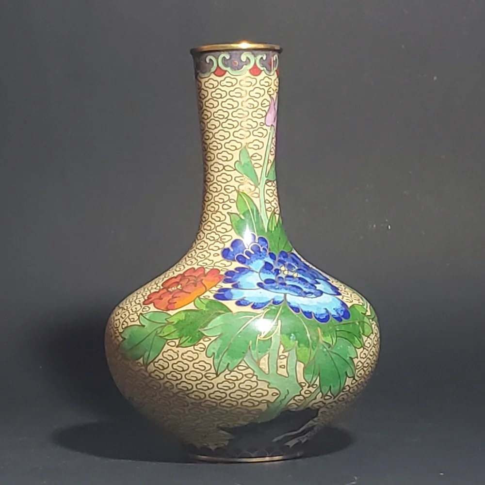 Handcrafted Chinese Floral Cloisonné Enamel 6.5